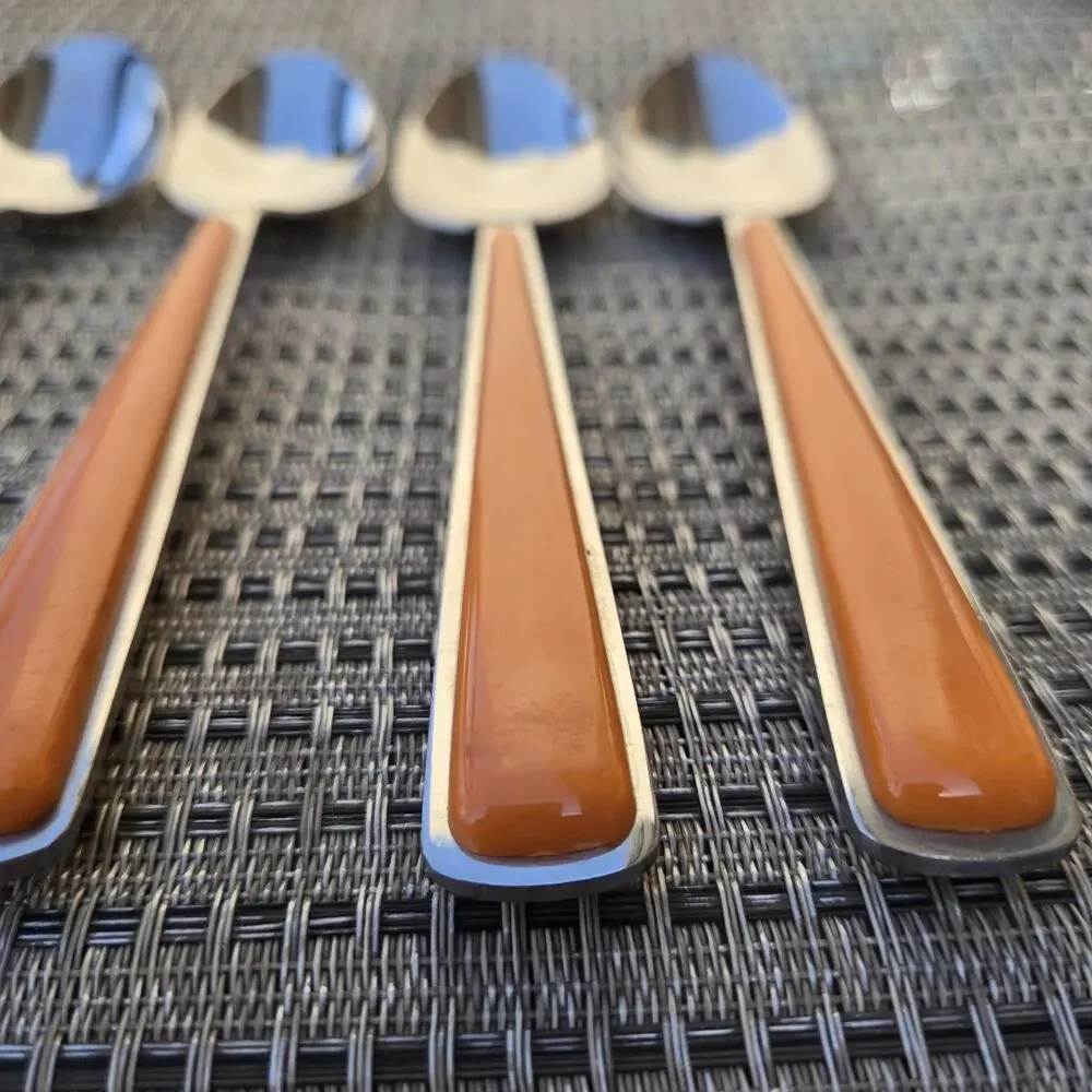 Fiesta Merengue Soup Spoons Flatware Lot of‎ 4 Tangerine Orange Fiestaware